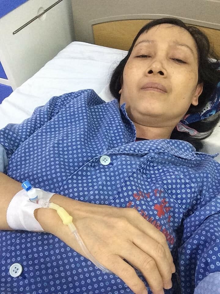 Xuân Hồng trong những ngày điều trị ở Bệnh viện